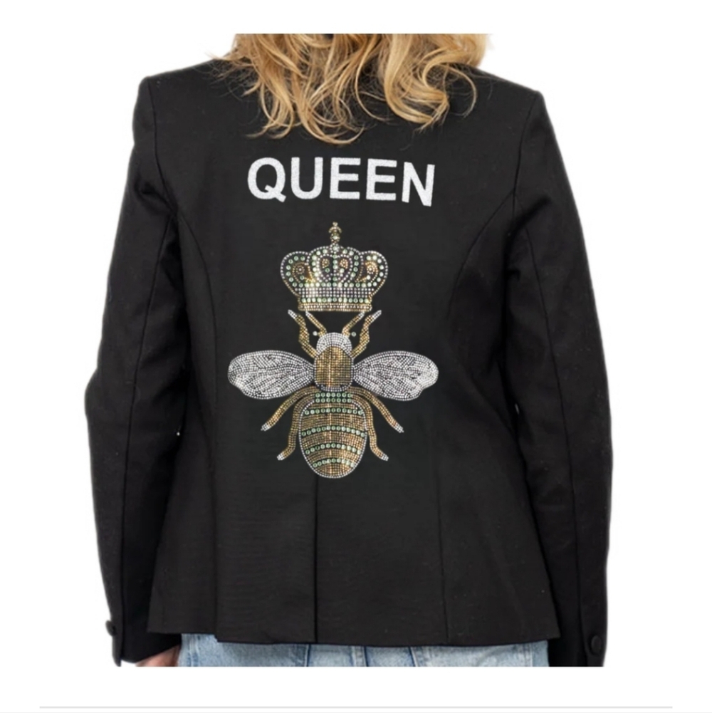 Hip Chik Couture Queen Bee Black Blazer Adored with Studded Accents